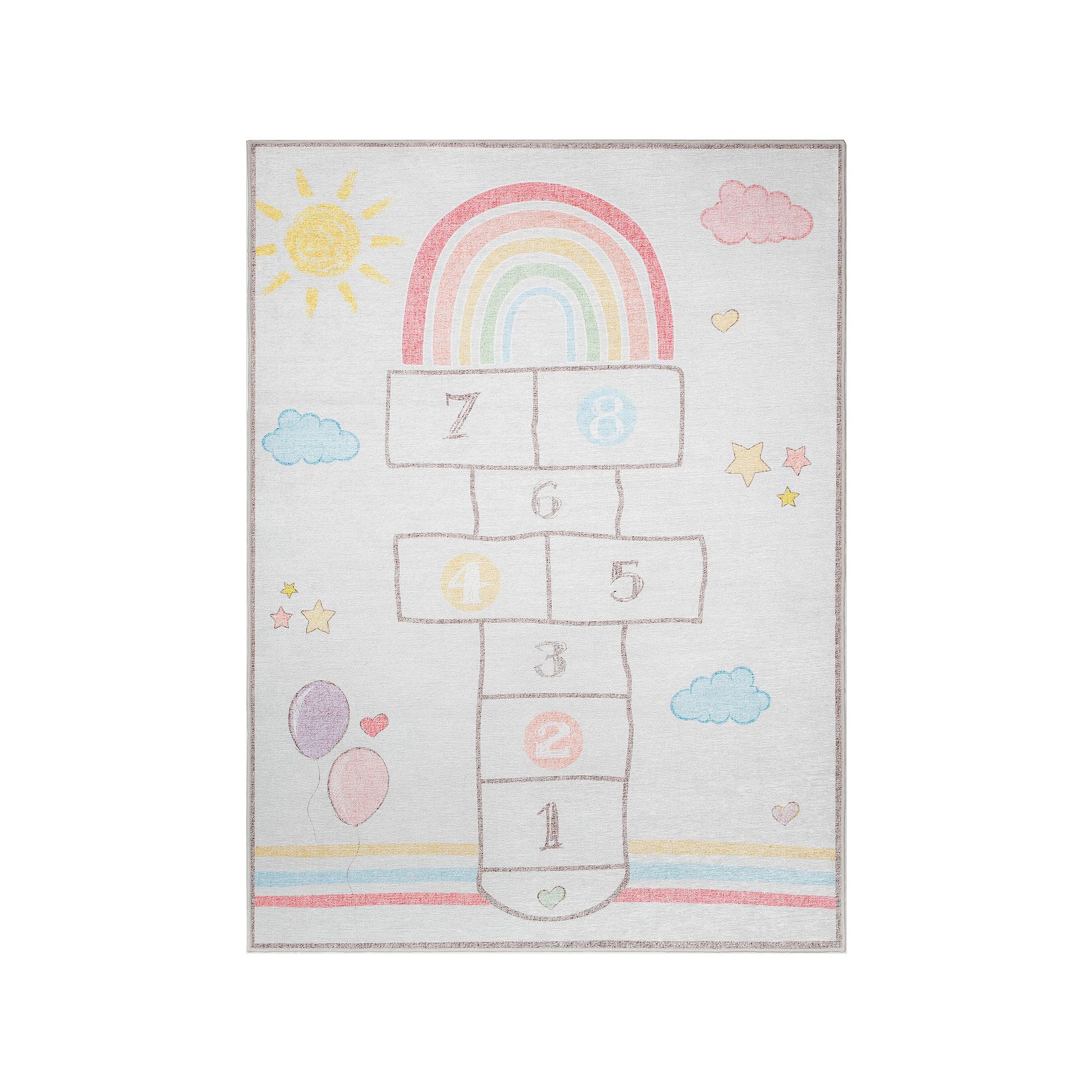 W-KD-02C-6 Well Woven Kids Hopscotch Rainbow Area Rug, Multi  sku W-KD-02C-6