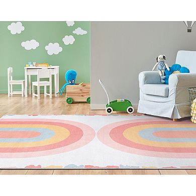 Well Woven Kids Crescent Rainbow Modern Area Rug