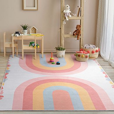 Well Woven Kids Crescent Rainbow Modern Area Rug