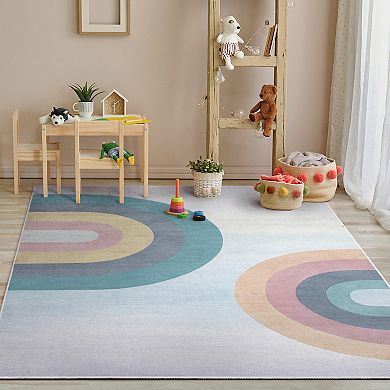 Well Woven Kids Rugs Kaleidoscope Rainbow Pastel Area Rug