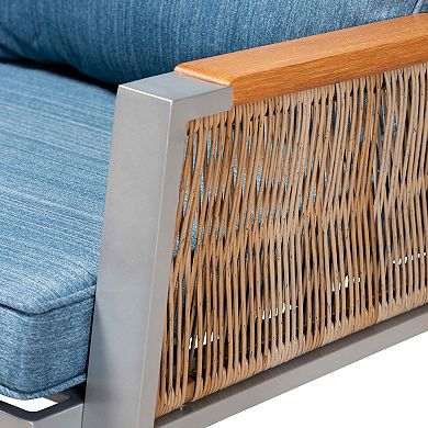 Baxton Studio Nicholson Patio Loveseat, Chair & Coffee Table 4-piece Set