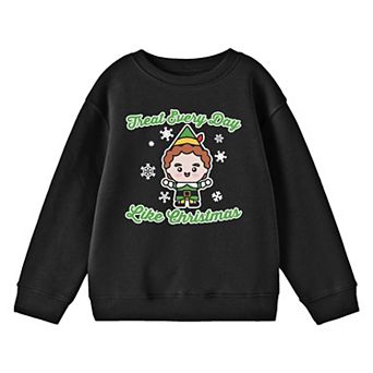 Boys 8-20 Elf "Treat Every Day Like Christmas" Chibi Buddy Long Sleeve Graphic Tee