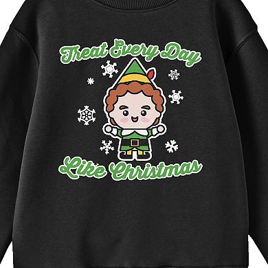 Boys 8-20 Elf "Treat Every Day Like Christmas" Chibi Buddy Long Sleeve Graphic Tee