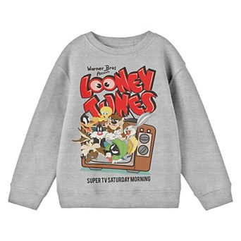 Boys 8-20 Looney Tunes Vintage Super TV Saturday Morning Crew Long Sleeve Graphic Tee