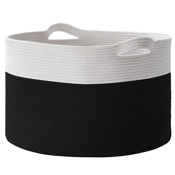 Ornavo Home Extra Large Round Cotton Rope Storage Basket Laundry Hamper