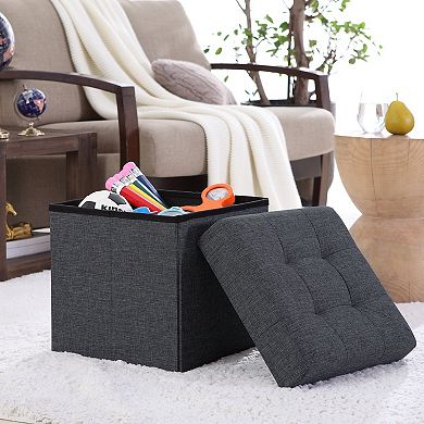 Ornavo Home Foldable Tufted Square Storage Ottoman