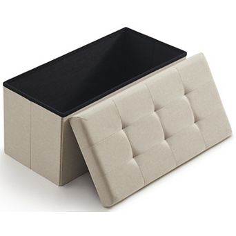Ornavo Home Foldable Tufted Long Bench Storage Ottoman
