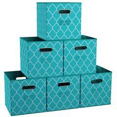 Foldable Storage Bins, Fabric Cubes (Cream, 16.2 x 10 x 12 in, 3 Pack)