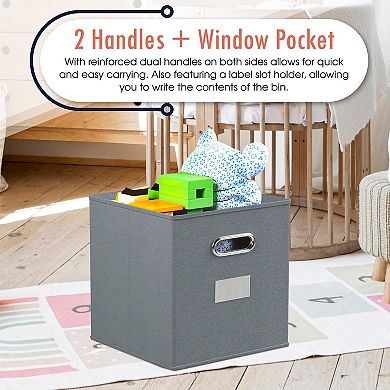 Ornavo Home Foldable Storage Cube Bin with Dual Handles & Window Pockets