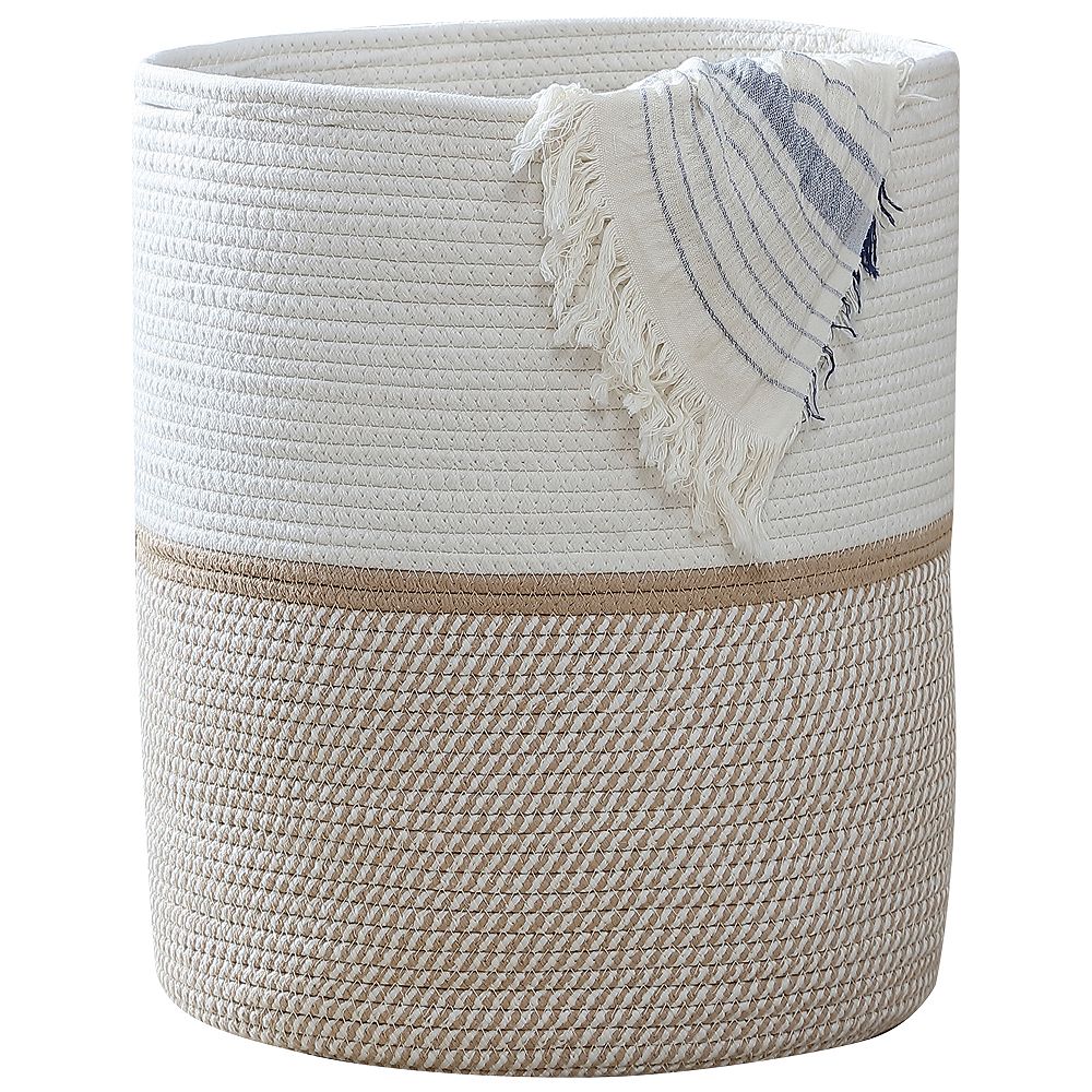 Large Cotton Rope Laundry Hamper Woven Basket with Handles