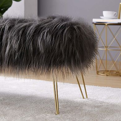 Ornavo Home Faux Fur Bench Ottoman