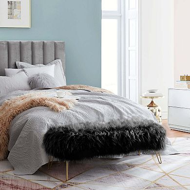 Ornavo Home Faux Fur Bench Ottoman