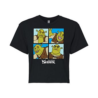 Juniors' Shrek Grid Crop Tee