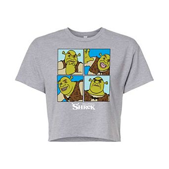Juniors' Shrek Grid Crop Tee