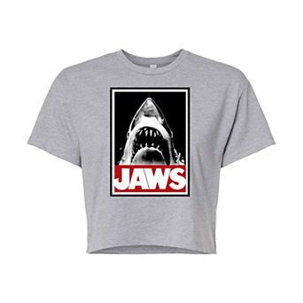 Juniors' Jaws Crop Graphic Tee