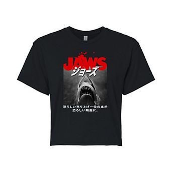 Juniors' Jaws Kanji Poster Crop Tee