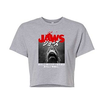 Juniors' Jaws Kanji Poster Crop Tee