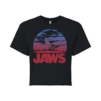 Juniors' Jaws Ombre Fin Crop Tee