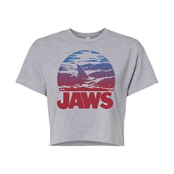 Juniors' Jaws Ombre Fin Crop Tee