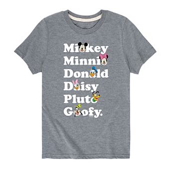 Disney's Mickey Mouse & Friends Boys 8-20 Characters List Graphic Tee
