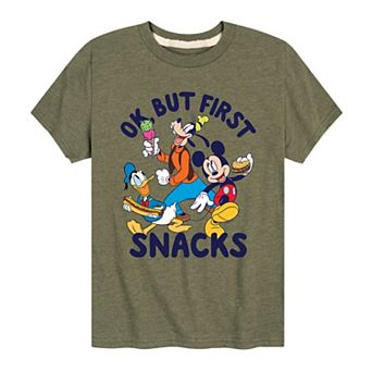 Disney's Mickey Mouse & Friends Boys 8-20 Ok But First Snacks Graphic Tee