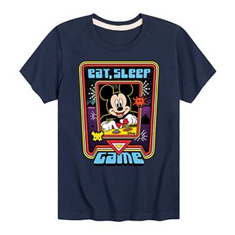 Disney's Mickey Mouse Boys 8-20 Eat Sleep Game Graphic Tee