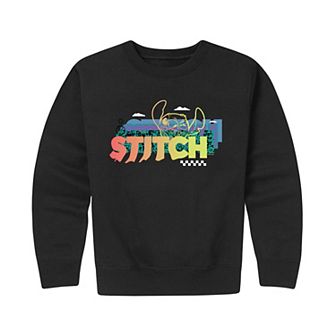 Disney's Lilo & Stitch Boys 8-20 90s Pattern Graphic Fleece Pullover