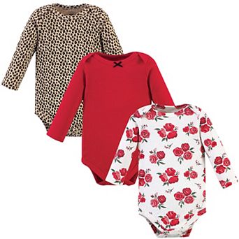 Hudson Baby Infant Girl Cotton Long-Sleeve Bodysuits 3 pk Basic Rose Leopard