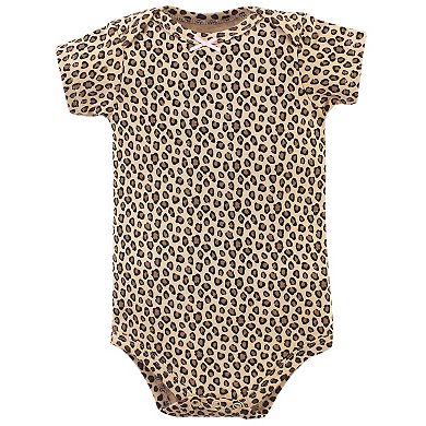 Hudson Baby Infant Girl Cotton Bodysuits, Modern Pink Safari, 6-9 Months