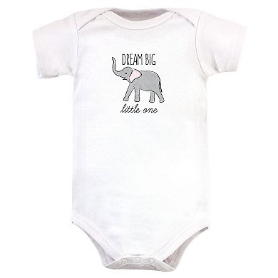 Hudson Baby Infant Girl Cotton Bodysuits, Modern Pink Safari, 6-9 Months