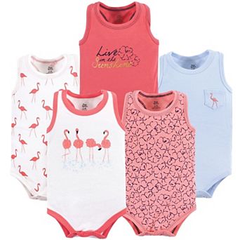Yoga Sprout Baby Girl Cotton Bodysuits 5 pk Flamingo