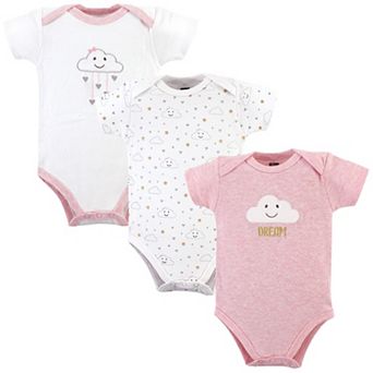 Hudson Baby Infant Girl Cotton Bodysuits 3 pk Pink Clouds