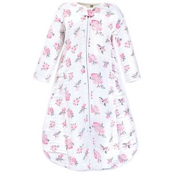 Hudson Baby Infant Girl Long Sleeve Muslin Sleeping Bag, Wearable Blanket, Sleep Sack, Pink Floral