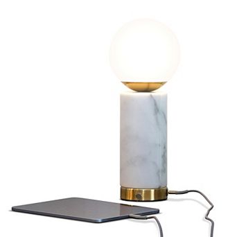 Brightech Aspen 14.5" Dimmable Led Marble Table Lamp With Usb Port