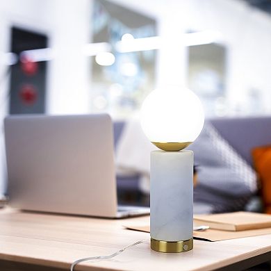Brightech Aspen 14.5" Dimmable Led Marble Table Lamp With Usb Port