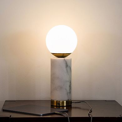 Brightech Aspen 14.5" Dimmable Led Marble Table Lamp With Usb Port