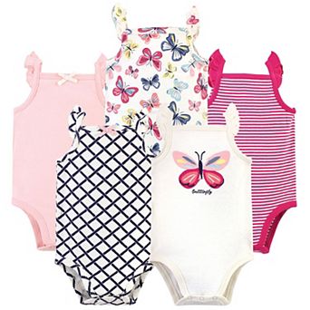 Touched by Nature Baby Girl Organic Cotton Bodysuits 5 pk Bright Butterflies, 0-3 Months