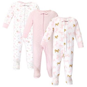 Yoga Sprout Baby Girl Cottton Zipper Sleep and Play 3 pk Unicorn