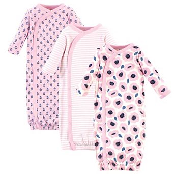 Touched by Nature Baby Girl Organic Cotton Side-Closure Snap Long-Sleeve Gowns 3 pk Blossoms