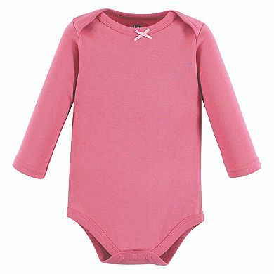 Hudson Baby Infant Girl Cotton Long-Sleeve Bodysuits, Blush Rose Leopard