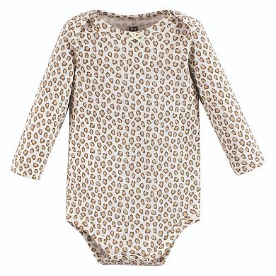 Hudson Baby Infant Girl Cotton Long-Sleeve Bodysuits, Blush Rose Leopard