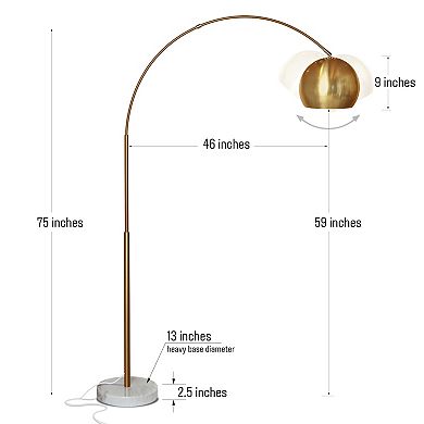 Brightech Olivia 75" Led Contemporary Arc Floor Lamp With Marble Base