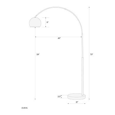 Brightech Olivia 75" Led Contemporary Arc Floor Lamp With Marble Base