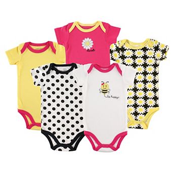 Luvable Friends Baby Girl Cotton Bodysuits 5 pk Foxy, 6-9 Months