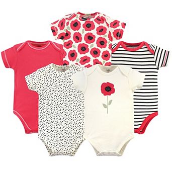 Touched by Nature Baby Girl Organic Cotton Bodysuits 5 pk Poppy