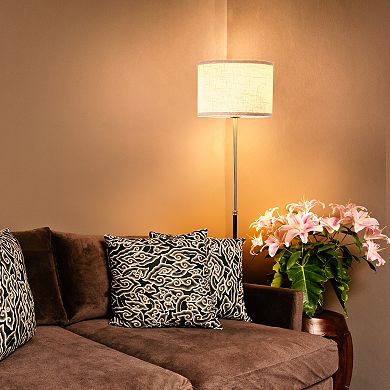 Brightech Emery 60" Led Standing Floor Lamp With White Drum Shade