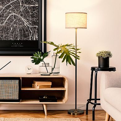 Brightech Emery 60" Led Standing Floor Lamp With White Drum Shade