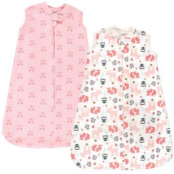 Hudson Baby Infant Girl Premium Quilted Sleeveless Sleeping Bag and Wearable Blanket, Girl Forest