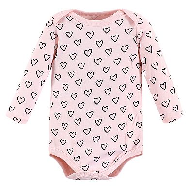 Hudson Baby Infant Girl Cotton Long-Sleeve Bodysuits, Modern Rainbow 5-Pack