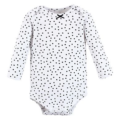 Hudson Baby Infant Girl Cotton Long-Sleeve Bodysuits, Modern Rainbow 5-Pack
